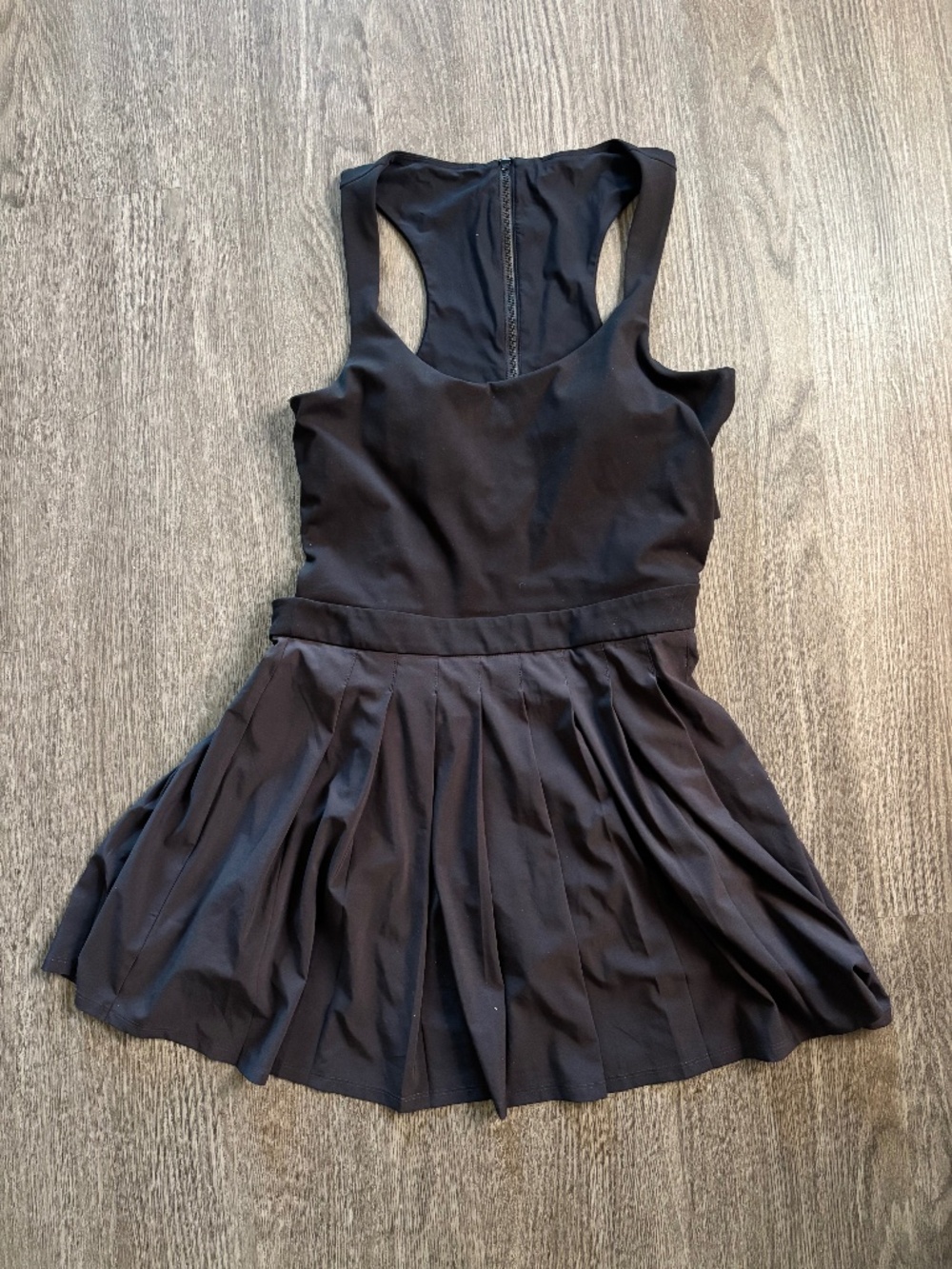 Black Vuori Racer Back Pleated Athletic dress
